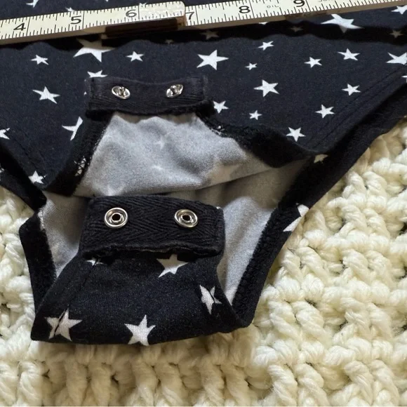 Gaze Star Print Sleeveless Bodysuit XS | Black & White | Snap Closure - Picture 9 of 11